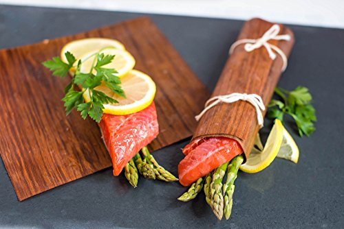 Wood Fire Grilling Co. Cedar Grilling Wraps - 50 Pack (6"x8") - Perfect for Fish, Chicken, Seafood, Veggies and More