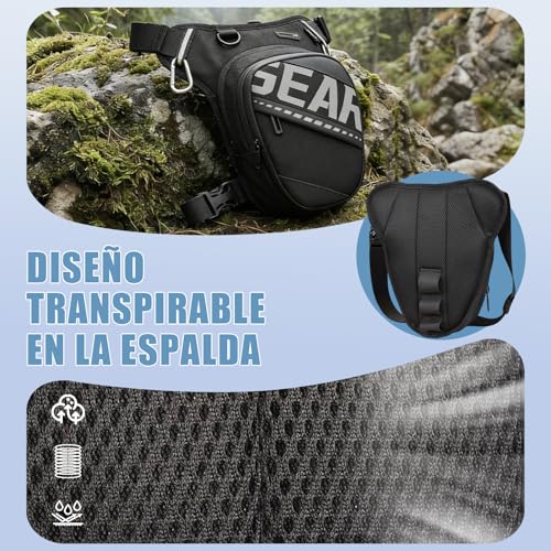 Eshow Expandable Leg Bag for Men and Women, Motorcycle Leg Bag with Adjustable Straps, Waist Packs for Motorcycle Travel Cycling Hiking Sport Black