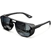 AWGSEE Retro Polarized Sunglasses for Men Women Vintage Lightweight Steampunk Sun Glasses Gothic Goggles UV400 Protection