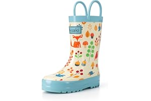 OAKI Toddler Rain Boots – Lightweight Waterproof Rubber Boots for Kids with Easy-On Handles – Durable Kids Outdoor Footwear