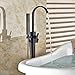 Zovajonia Oil Rubbed Bronze Floor Mounted Bathtun Filler Shower Faucets Set Free Standing Single Handle Tub Mixer Taps with Hand Shower