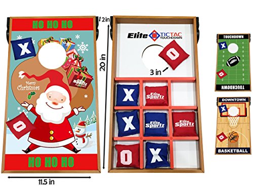 Elite Sportz Junior Bean Bag Toss Game - 2 Games on 1 Board - Tic Tac Toe and Cornhole Party Games for Kids (Christmas)