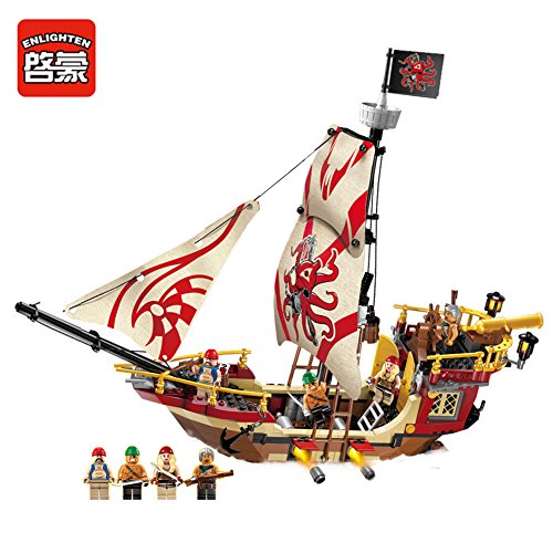 Enlighten Pirate Ship Boat 4 Figure Building Block 368pcs- Without Original Box