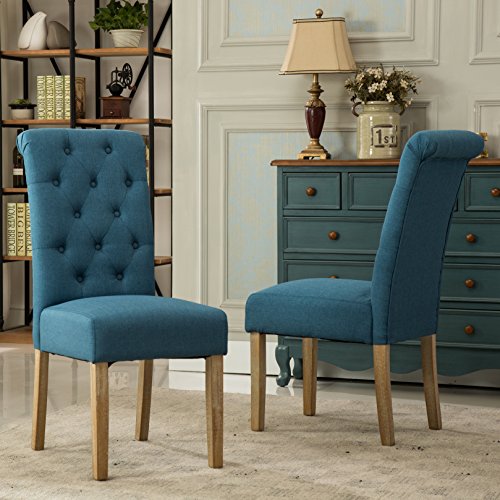 Roundhill Furniture Habit Solid Wood Tufted Parsons Dining Chair (Set