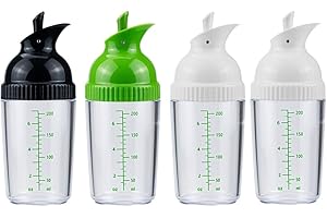 ciyeu 4 Pack Salad Dressing Shaker, 7 Oz Dressing Mixer Shaker Bottles, Black & White & Green