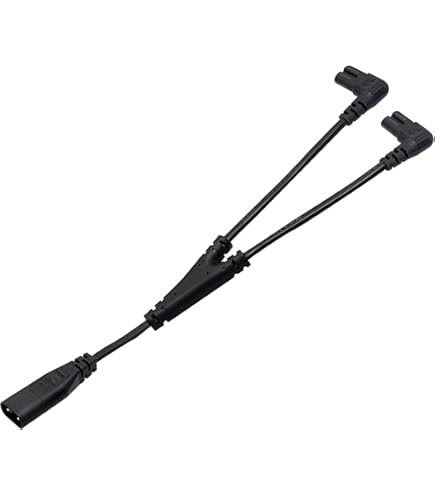 ZBLZGP IEC320 C8 naar 2 x C7 Y splitter AC stroomkabel, IEC figuur 8 mannelijk naar 2 vrouwelijke stroomsplitter-kabel, 1-in-2 Out AC stroomkabel, voor PS4-lampen, LCD-monitoren, luidsprekers (C8-2x