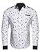 Coofandy Men's Turn-down Neck Printing Long Sleeve Shirt White Medium