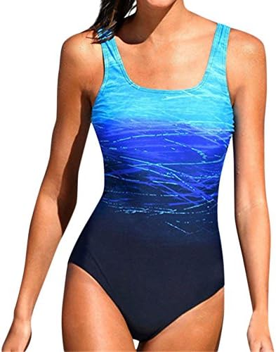 WANQUIY Women's One Piece Bathing Suit Swimming Costume Padded Ruched Tummy Control Swimsuit Beige