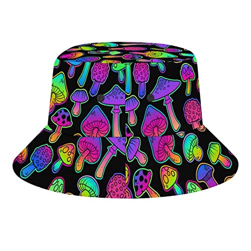 Aniruddha Colorful Mushrooms Bucket Hat for Women Men Summer Sun Hat Bucket Hat, Summer Travel Beach