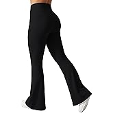 AUROLA Fire Flare Leggings for Women, Crossover High Waisted Yoga Pants Tummy Control Wide Leg Bootcut Leggings