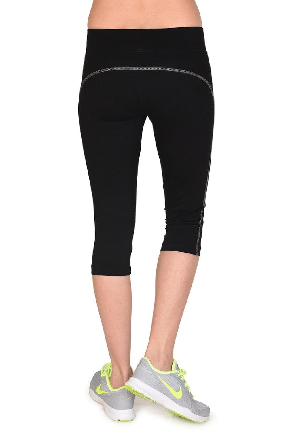 onesport women's cotton spandex jersey black capris(onsp35bl-p)