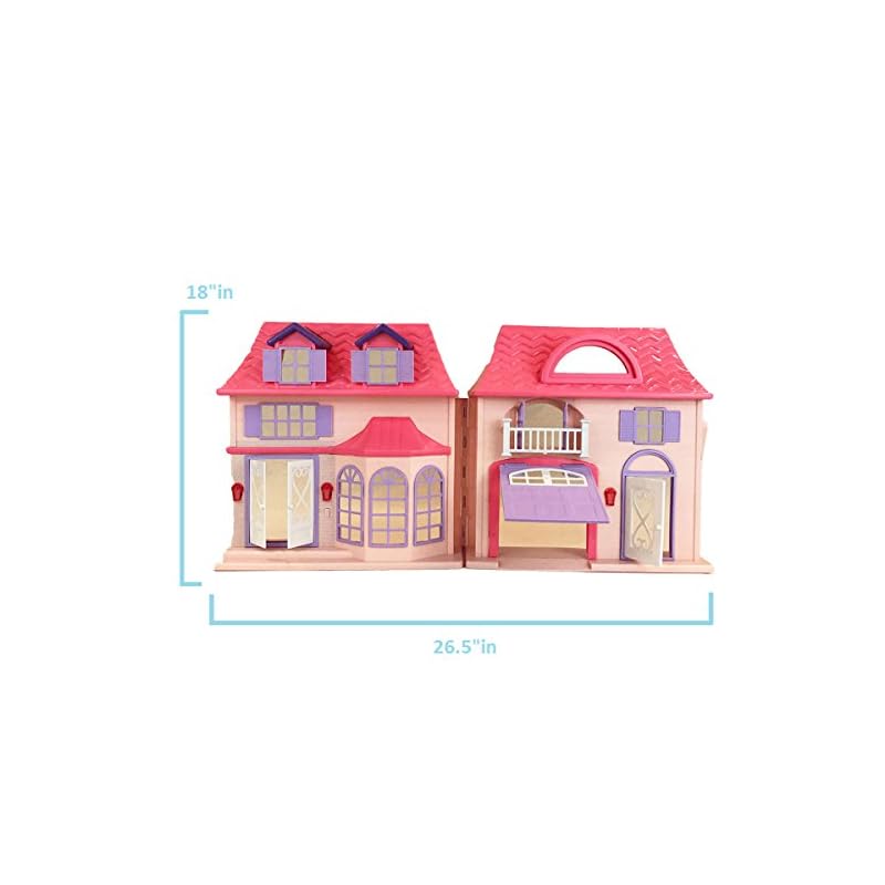 Boley Pretend Play American Doll House Toy Playset 21Piece Portable