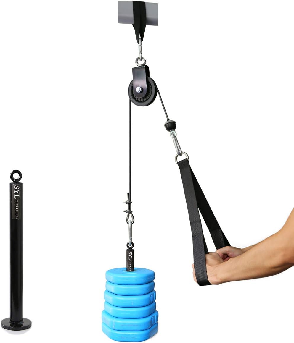 SYL Fitness LAT Pull Down Machine Attachment DIY Tricep Rope Cable Pulley System