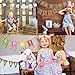 Easter Basket, Bulk Soft Easter Egg Hunt Basket for Kids Bunny Canvas Tote (4 Pieces, G Red Blue Purple Green)