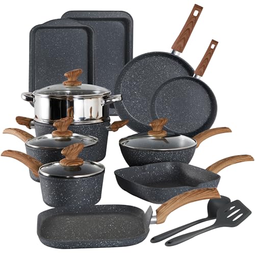 Kitchen Academy Induction Cookware Set17 Piece Nonstick Cooking Pan