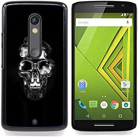 Queen Pattern - FOR Motorola Verizon DROID MAXX 2 / Moto X Play - Crystal Skull Black Silver Death Metal - Impact Case Cover with Art Pattern Designs