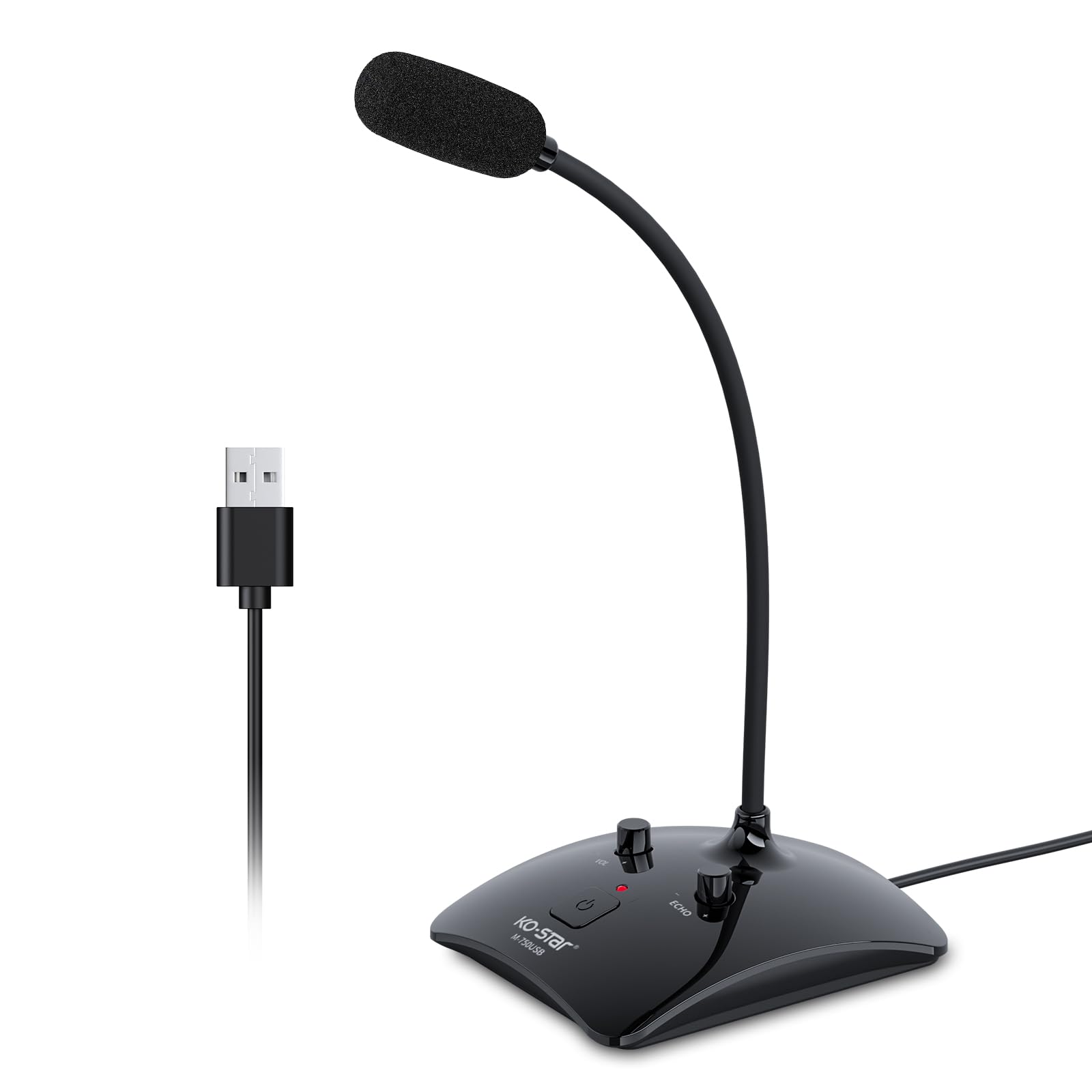 Photo 1 of Ko-Star Recording Microphone, Computer PC Podcast Condenser Omnidirectional Mic with Mute Button & LED Indicator for Laptop, Mac, PS4 - Vocal, Podcasting, Skype, YouTube, Streaming (Black)
