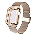 GBPOOT Compatible for Apple Watch Band 38mm 40mm 42mm 44mm with Screen Protector Case, Sports Wristband Strap Replacement Band with Protective Case for Iwatch Series 4/3/2/1,42mm,Gold