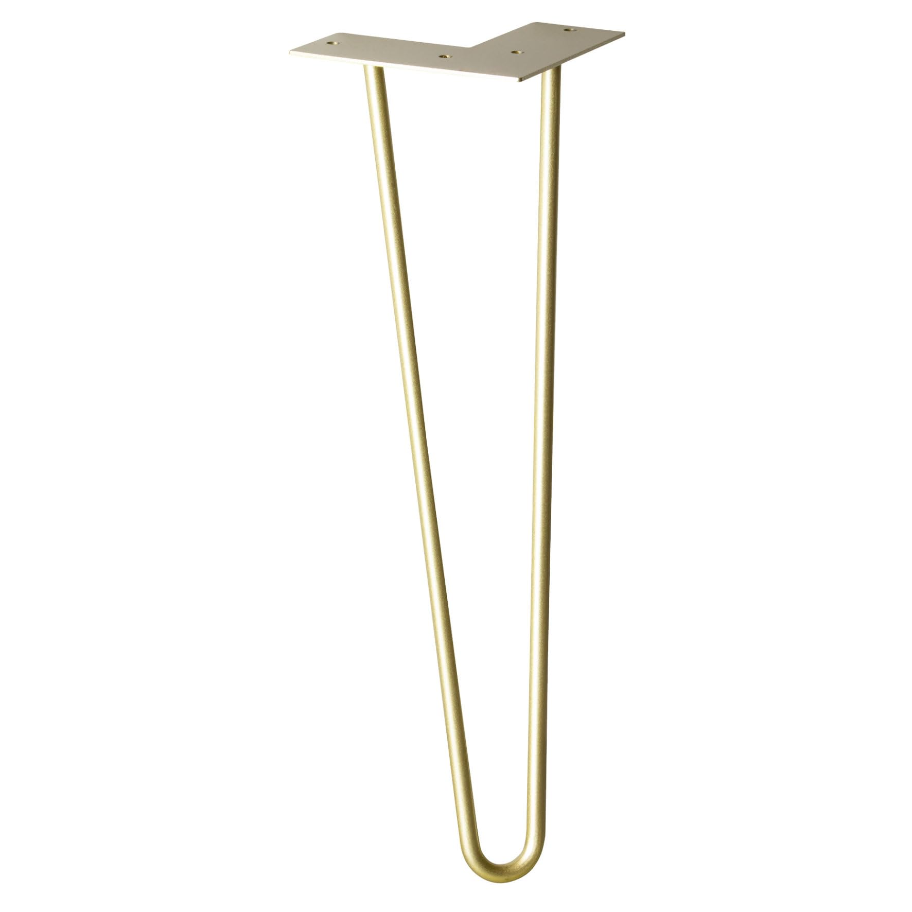 WAGNER furniture leg/table leg/furniture foot - HAIRPIN LEG - retro style - steel powder-coated gold, 12 x 12 x 40 cm, leg conical/sloping, with integrated screw-on plate - 12824501