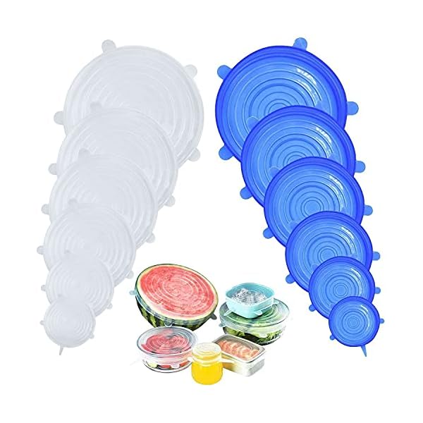DigHealth Silicone Stretch Lids, 12 Pack of Silicone Food Covers, BPA Free and Expandable to Fit Various Shape of…