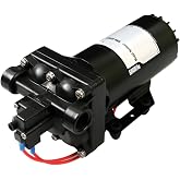 PENTAIR SHURFLO 5059-1310-D012 12VDC Automatic Demand Diaphragm Pump, 5.3 GPM, 60 PSI, 1/2" NPTF Port, Self Priming 8', Chemical Resistant Water Pump - Spraying, Transfer, Industrial Use, Retail Box