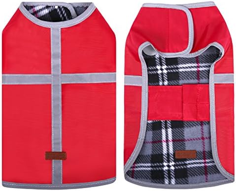 SAWMONG Dog Coat Reversible Jacket Warm Vest Waterproof Windproof Reflective Dog Cloth for Winter Outdoor, Travel