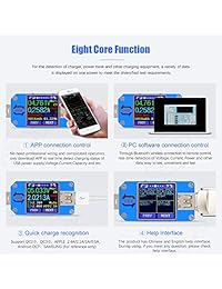 makerhawk UM25 visualización LCD Tester, 1.44 inch 5 A USB 2.0 Type- C, voltaje medidor de corriente amperímetro del voltímetro Cargador de batería