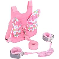 PandaEar Toddler Leash Harness and Anti Lost Wrist Link, 3 in 1 Backpack Leash for Toddlers Kids Baby Girls, Child Safety Har