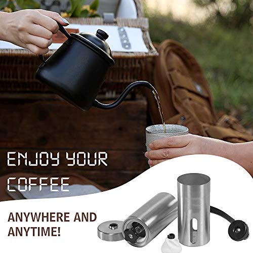 S-Tang Manuelle Kaffeemühle mit verstellbarer Einstellung, konische Mühle und gebürstetem Edelstahl, für Büro, Zuhause… – Bild 7
