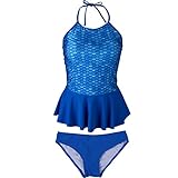 Fin Fun Mermaid Women’s Scale Peplum Tankini Swimsuit Set – Mermaidens Swimwear