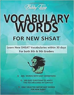 Vocabulary Words For New Shsat 8th 9th Grade Shsat Bobby Tariq Tariq Bobby 9781653779895 Amazon Com Books