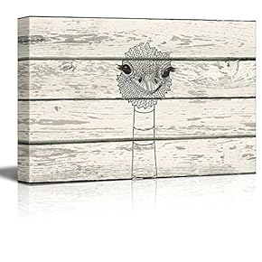 Zentangle Ostrich Artwork - Rustic Canvas Wall Art Home Art - 12x18 inches