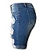 olrain Womens High Waist Ripped Hole Washed Distressed Short Jeans 16 Blue