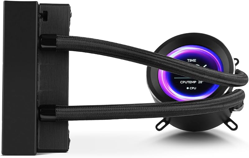 X-240 LCD BLACK - Refrigeración líquida ARGB con pantalla LCD personalizable, Intel y AMD, 2 ventiladores 120mm control PWM, bomba base de cobre, radiador doble aluminio, negro