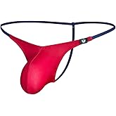 Gogobear Men's Ice Silk Thong T-Back Bulge Pouch Panties Underpants Low Rise Stretch Underwear