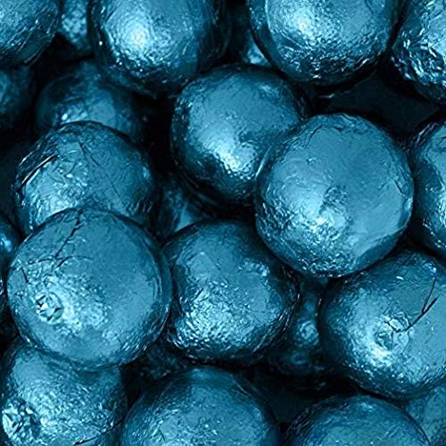 Caramel Filled Chocolate Balls - 2 LB Resealable Stand Up Candy Bag (approx. 75 pieces) - Individually Wrapped Chocolates in Blue Foil - Bulk Chocolate Candies