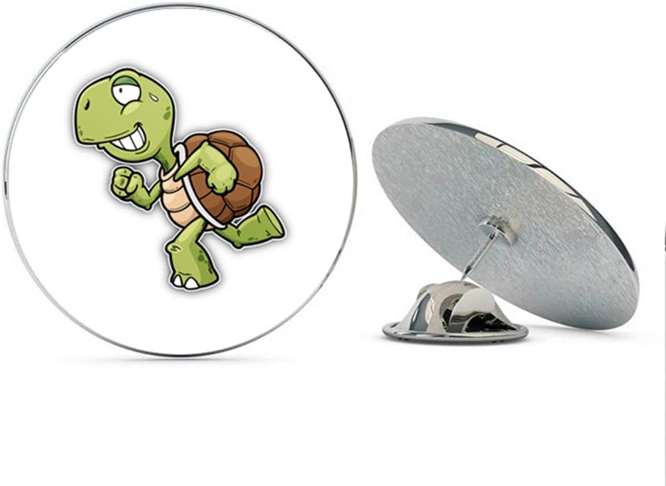 Running Turtle Art Decor Round Metal 0.75" Lapel Pin Hat Shirt Pin Tie Tack Pinback