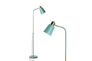 LALISU Floor Lamp, Industrial Floor Lamps for Living Rooms Rustic Farmhouse Reading Standing Floor Lamp Adjustable Metal Heads Indoor Task Lighting for Living Room Bedroom Office Home Décor (Green)
