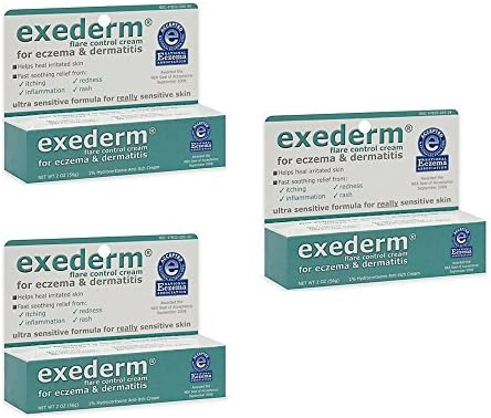 Exederm Ultra Hypoallergenic Eczema Dermatitis Flare Control Cream, NEA Accepted (2 oz tube) (3 pack)