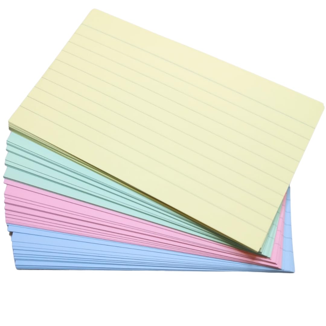 Citystores® 6x4 Coloured Lined Flash Cards Revision Cards Index Cards Flashcards for Revision Cue Cards (152 x 102mm)