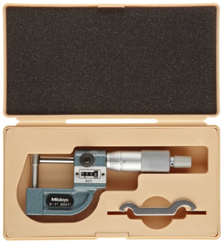 5168bpAMEsL Mitutoyo 295-313 Tube Micrometer, Mechanical Counter Model, Ratchet Stop, 0-1" Range, 0.0001" Graduation, +/-0.00015" Accuracy, 4.8mm Dia. Spherical Tip - Image 3