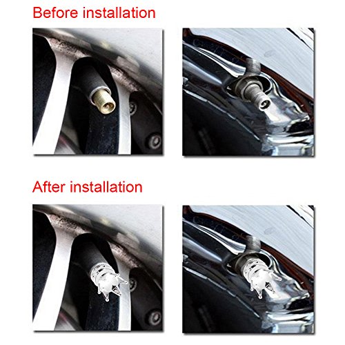 Universal Royal Crown 8mm Car/Motorcycle Wheel Rim Tire Air Stem Valve Caps Kit (Pack of 4, Chrome) - Thumbnail 5