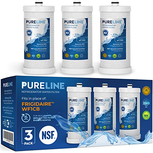 Frigidaire WF1CB & NGRG 2000 Water Filter Replacement. Compatible Frigidaire Models: WF1CB, NGRG 2000, WFCB, RG-100.- High End Generic Filter with Advanced Carbon Block Filter-PURELINE (3 Pack)