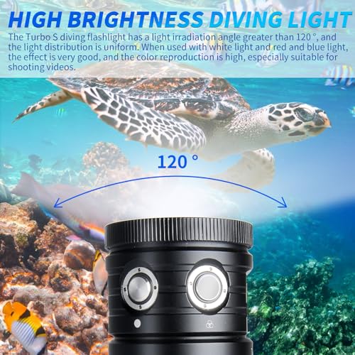 LetonPower Turbo S Diving Video Torch 10000 Lumens – VIDEO Lampe 120° CRI 92 5200K, Waterproof 100 m, USB-C Charging for Underwater Photos and Videos