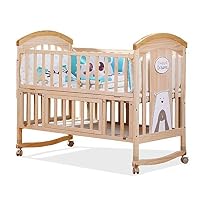 XY Crib Infant Cot Bed, Baby Wood Sofa/Crib, Baby Furniture, Pine, Versatile Use, Removable Changing Fence (Color : Wood Color, Size : S)