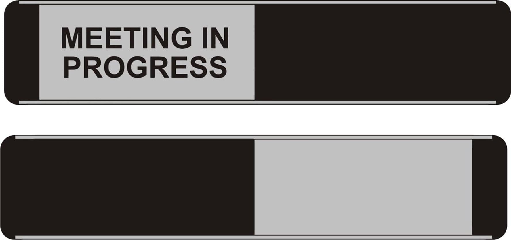 SECO MEETING IN PROGRESS/BLANK Meeting Room Sign – 255 x 52mm – Aluminium & PVC - Pack of 5