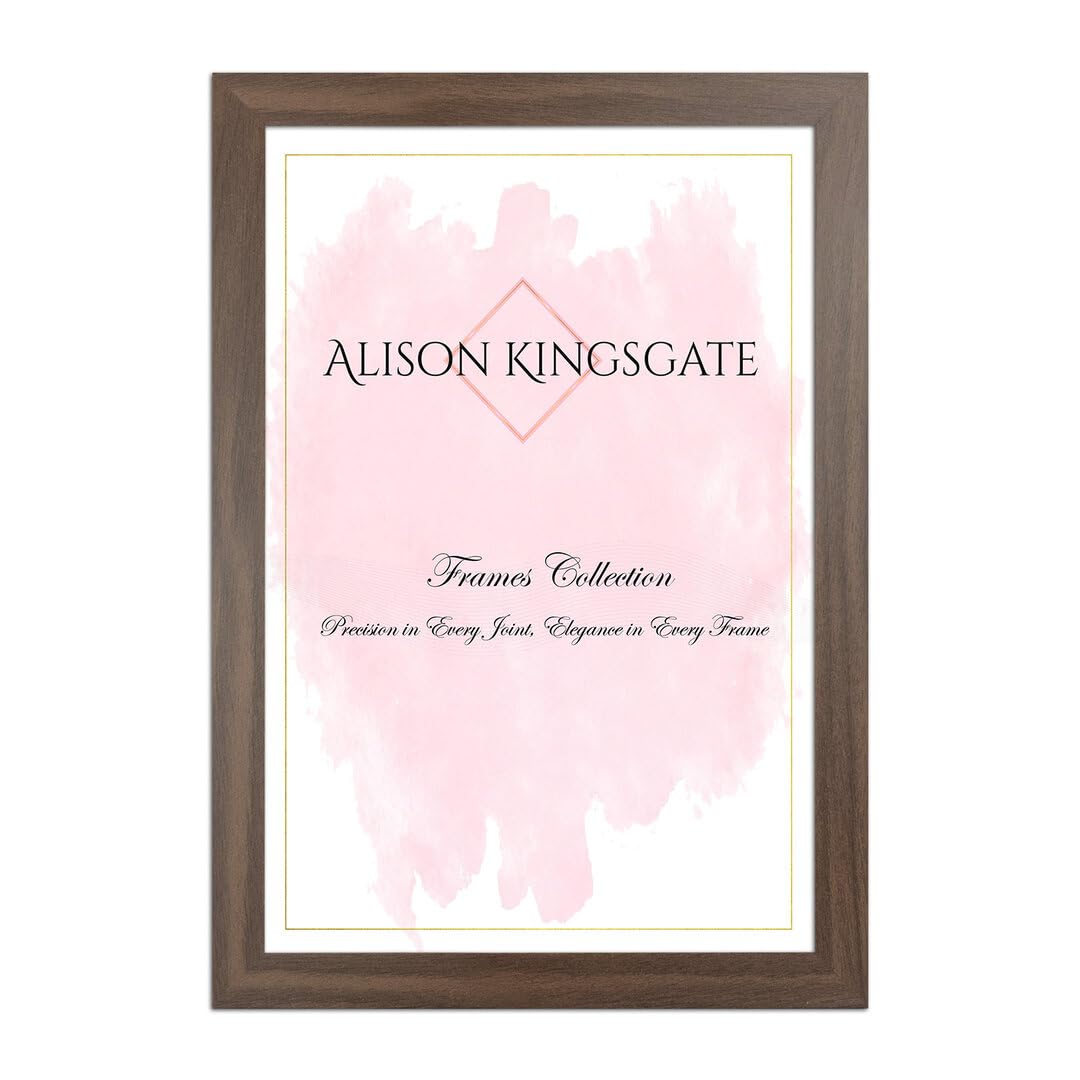 Alison Kingsgate Sleek 12X10 Picture Frame - Engineered Wood with Shatterproof Perspex Front -Perfect for Photos, Posters, Certificates -Suitable for Wall Mount or Tabletop Display - Walnut
