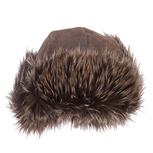 Faux Leather and Fur Trooper Hat - Brown XL