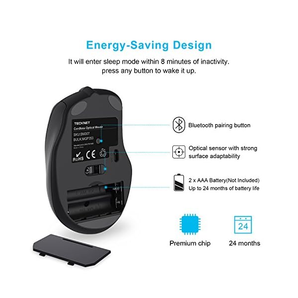 TECKNET-Bluetooth-Mouse-2600DPI-Adjustable-Wireless-Mouse-With-24-Months-Battery-Life-Cordless-Mice-for-PCTabletLaptop-Portable-Small-Travel-Mouse TECKNET Bluetooth Mouse, 2600DPI Adjustable Wireless Mouse With 24 Months Battery Life Cordless Mice for Computer/PC…