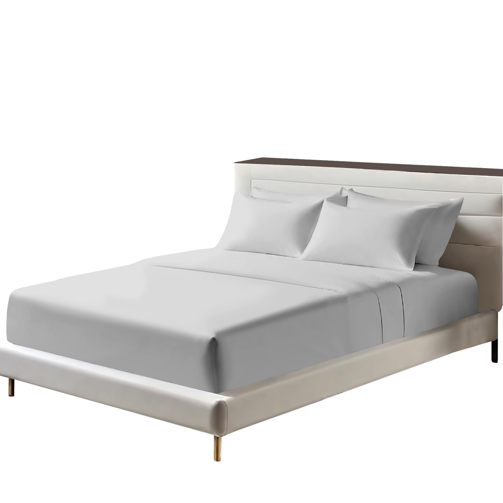 Egyptian Cotton Fitted Sheets 25cm Deep Mattress Pocket 200 Thread Count Fitted Bed Sheet- Soft & Comfortable Bottom Sheet (Silver, Single)